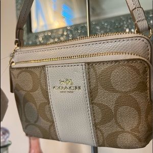 Tan/White Coach Wristlet